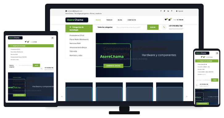 Sitio web AsereChama � tienda de tecnología
